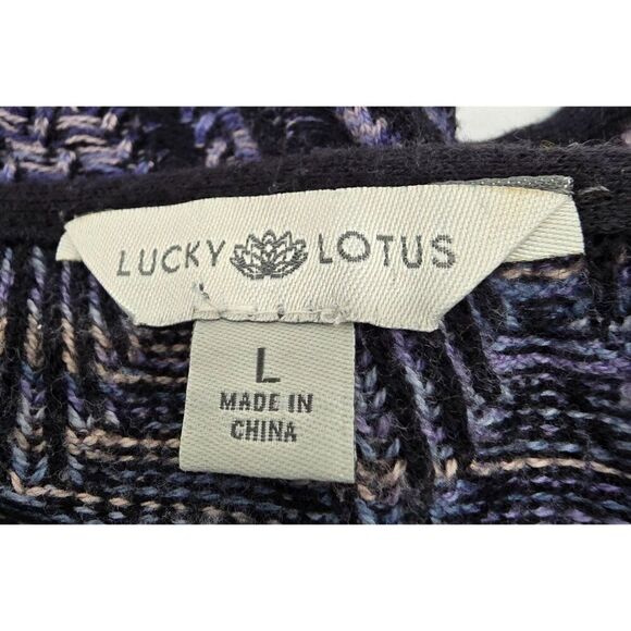 Lucky Lotus Womens Multicolor Patterned Cardigan Sweater Size L - Picture 8 of 8